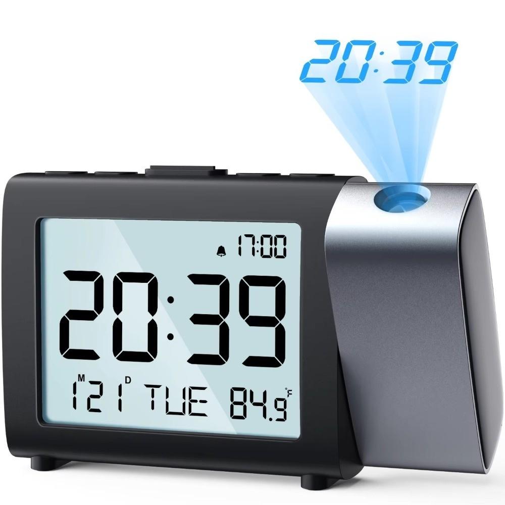 180° Rotatable Projection Digital Alarm Clock LED Display Temperature Display Bedside Clock Brightness Dimmer 3D Wall Projection