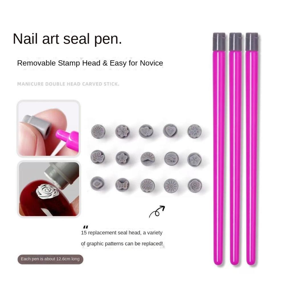 Non-Alcoholic Nail Art Stamp Pen 3D Heart/Daisy/Butterfly Manicure Carving Mold  Nail Painting Tool