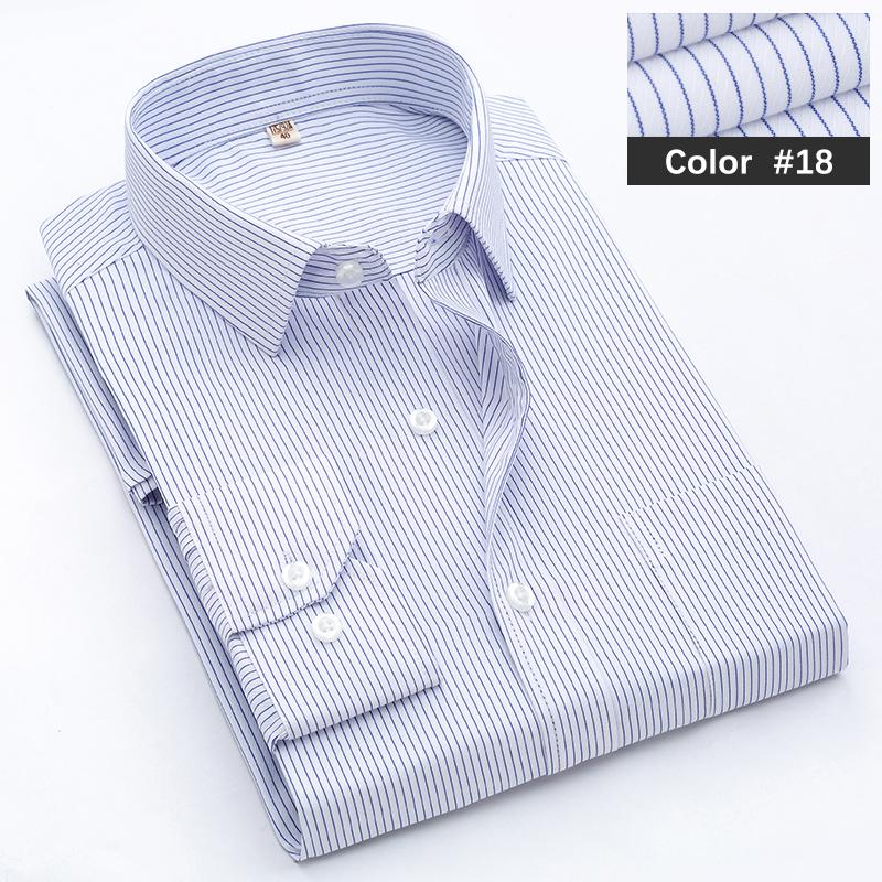 Classic Blue Striped Business Casual Shirt Men's Autumn Slim Lapel Long Sleeve Office Banquet Wedding Formal Social Shirt