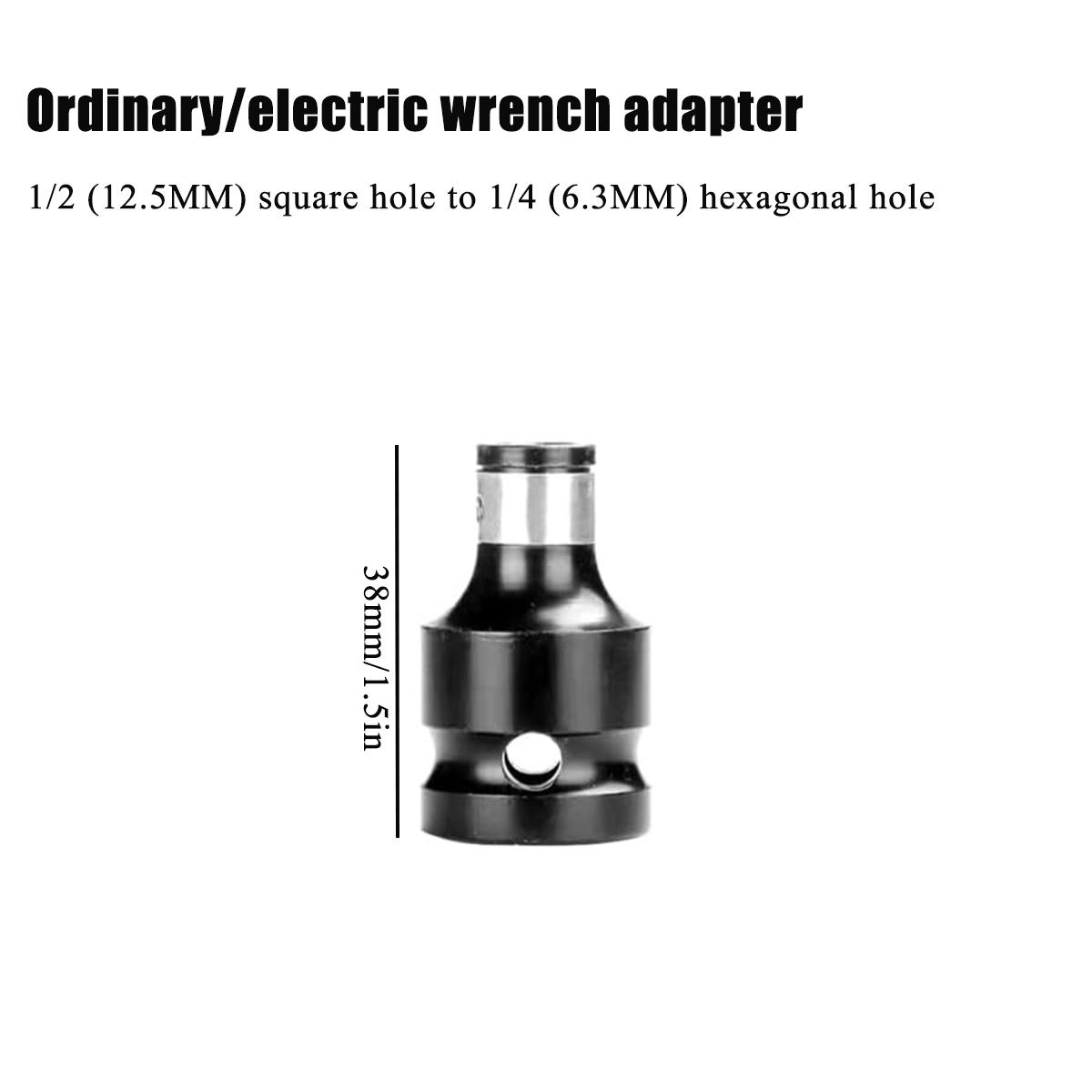 

4 шт. Адаптеры для головок дрелей Адаптеры для ударных гайковертов Аксессуары и насадки для дрелей 1/2-дюймовый квадратный привод на 1/4-дюймовый шестигранный разъем