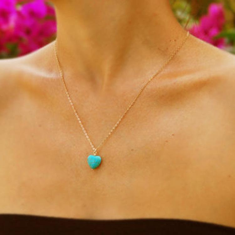 

New product, fashionable and versatile, popular blue love pendant necklace, simple necklace with personality and temperament срібний