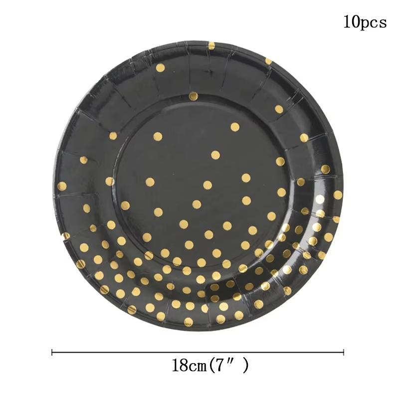 Black Gold Birthday party Decorations Tableware Set Paper Cups Napkins Plates Tablecloth Adult Kids Happy Birthday Party Decora