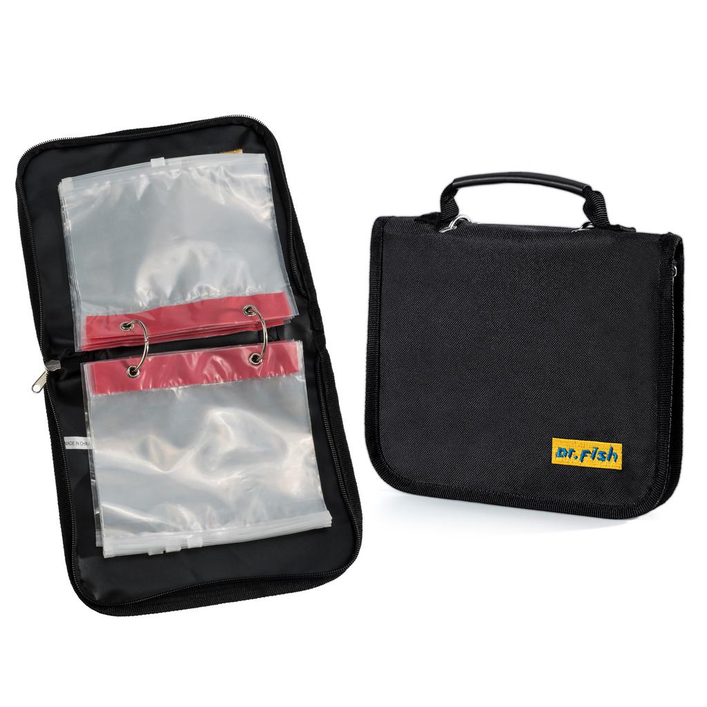 Fishing Soft Lure Bag Fishing Rig Tackle Accessory Storage Bag Canvas Waterproof Soft Bait Binder Worm Lure Spinnerbait Folding