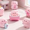 6Pcs Cartoon Bathing Pig Resin Miniature Figurines For DIY Enthusiasts Desktop Display Car Dashboard Decorative Ornaments