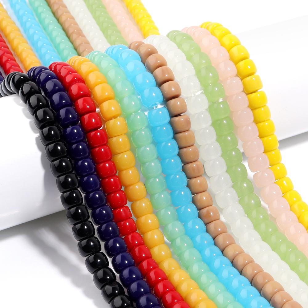 1 String 8x6mm Solid Color Glass Beads Cylindrical Loose Spacer Beads For Jewelry Making DIY Crafts Bracelet Necklace Wholesale