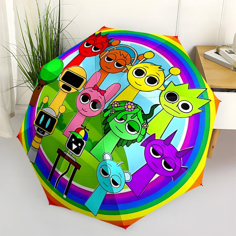 

Rainbow Characters, Cartoon CreaturesThemed Automatic Opening and Closing Umbrella 8 Ribs, Suitable for Leisure and Going Out, Outdoor Acc