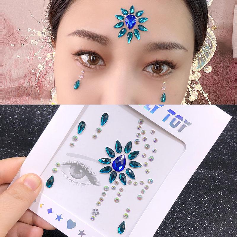 Crystal Tattoo Sticker Glitter Eyeliner Eyebrow Makeup Face Eyes Diamond Temporary Tattoo Rock Rhinestone 3D Eyeliner Stickers