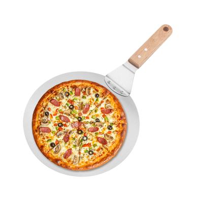 Edelstahl Pizza Schaufel Holzgriff Runde Schaufel Gleitende Pizza Schieber Mit Kuchen Pizza Sicherheitstransfer Für Backen BBQ