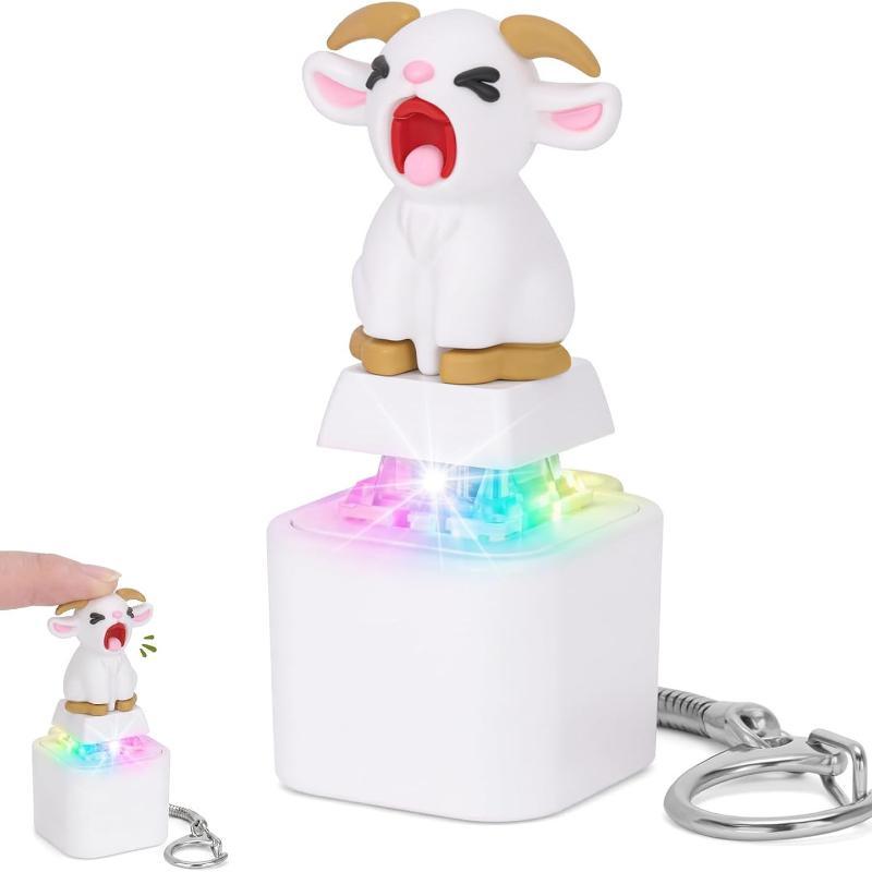 Kreatives Schaf Geräusch Licht Schlüsselanhänger Drückbares Fidget Spielzeug Stressabbau Schlüsselring Tasche Anhänger Schreibtisch Dekoration Geschenke Für Kinder Erwachsene