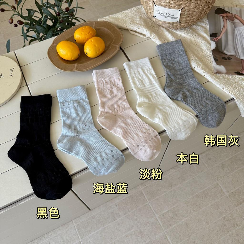 Thin Small Fresh Socks Korean Solid Color Hollow Mesh Love Socks Versatile Socks Cotton