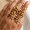 Zircon Snake Rings for Women Men Stainless Steel Gold Color Open Adjustable Ring Vintage Gothic Aesthetic Jewelry Anillos Mujer