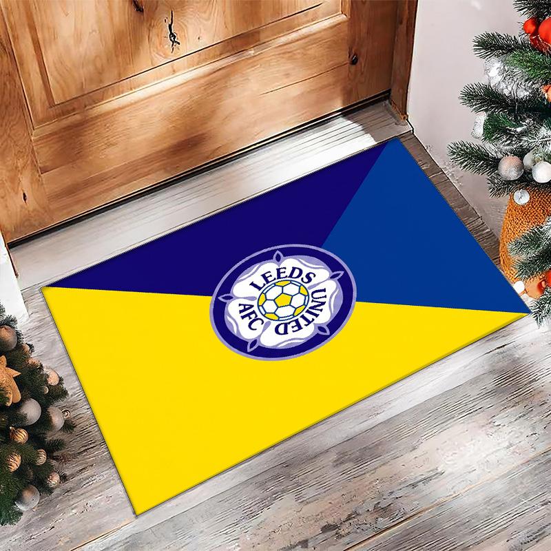 Tappeto in Velluto di Cristallo con Stampa del Leeds United Football, Comodo Assorbente d'Acqua Antiscivolo Tappeto per Pavimenti Interni