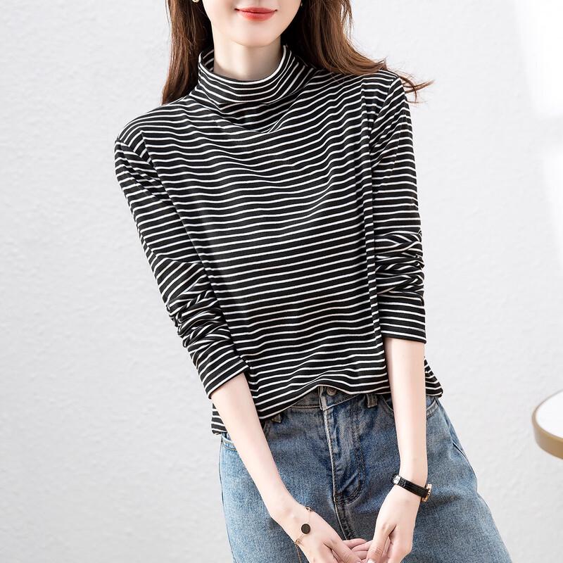 Женский полосатый базовый топ DME с полувысоким воротником L