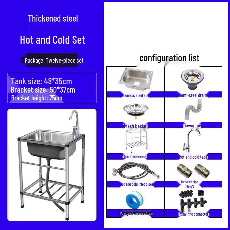 Brushed Stainless Steel Kitchen Sink with Stand