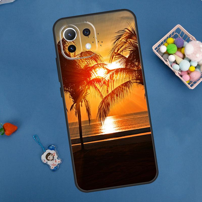 Sommer Strand Sonnenuntergang Palmenbaum Hülle Für POCO F5 X3 X5 Pro X4 F4 GT C40 M5s F3 Abdeckung Für Xiaomi 13 12 Lite 12T 11T Pro 12X