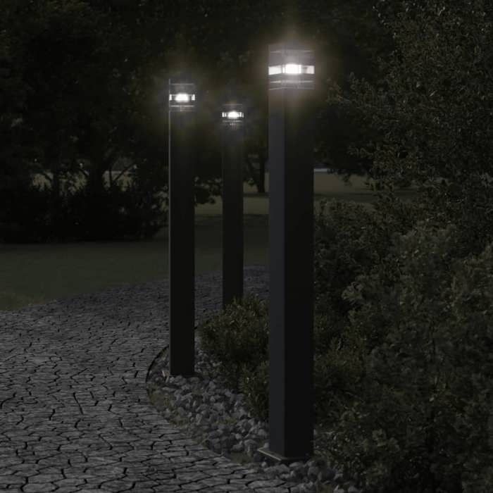 VidaXL Outdoor Floor Lamps 3 Pcs Black 110 Cm Aluminium, Outdoor Ground Lighting, Garden Ground Lighting, 4006398