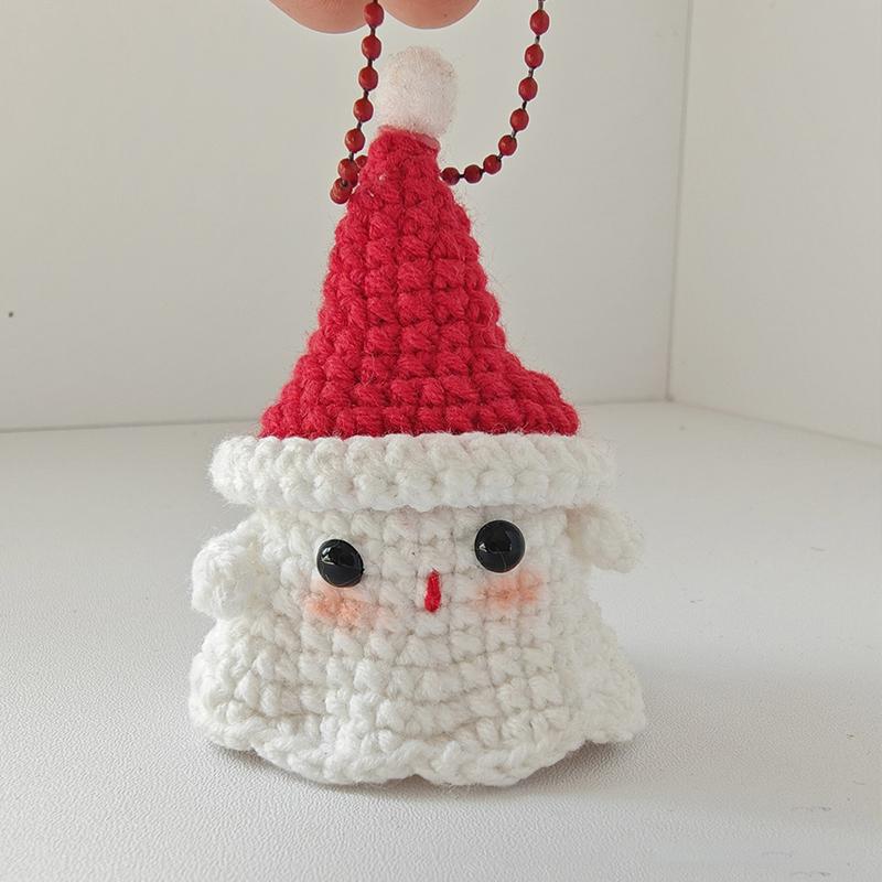 Christmas Positive Energy Doll Crochet Santa Claus Reindeer Handmade Knitting Dolls With Card Desktop Ornaments New Year Gift