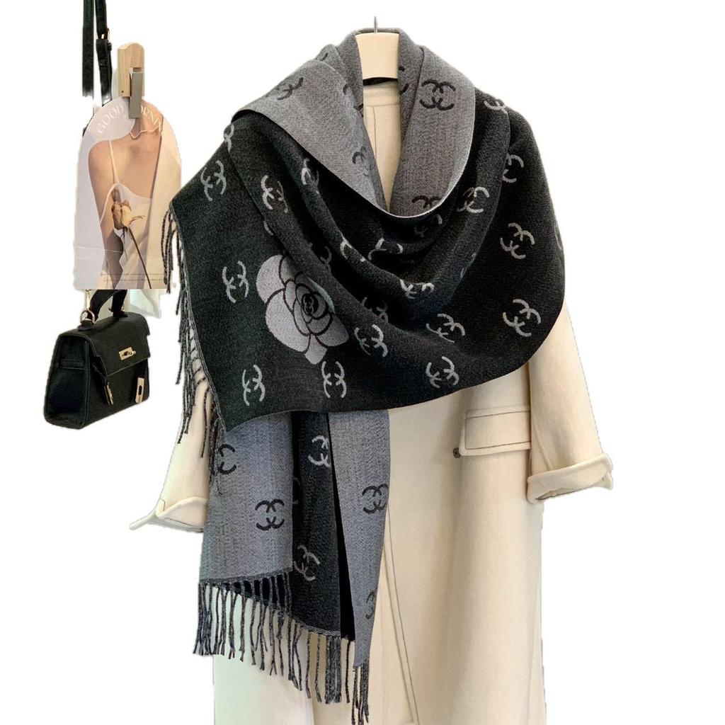 Women's Double-Sided Faux Cashmere Tassel Shawl - Warm, Thick High-End Autumn & Winter Scarf