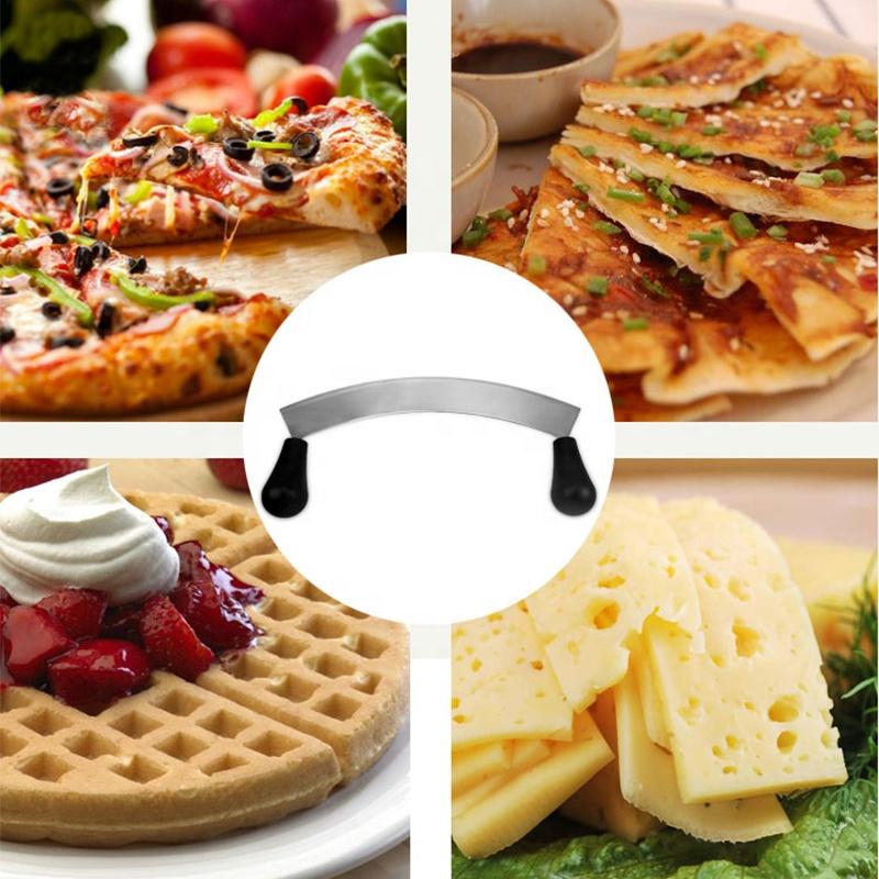 Pizza Rocker Cutter Stainless Steel Pizza Chopper High Quality Kitchen Knife Two Handles Cutter Tool Use for Waffle Cookies