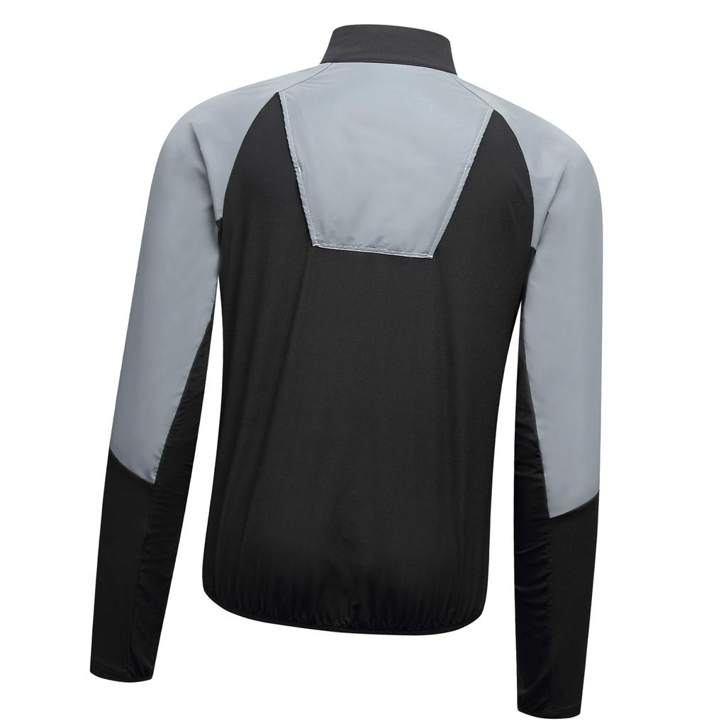 Reflective Windproof Sunscreen Outdoor Jacket Running Sports Coat Cycling Windbreaker Black L