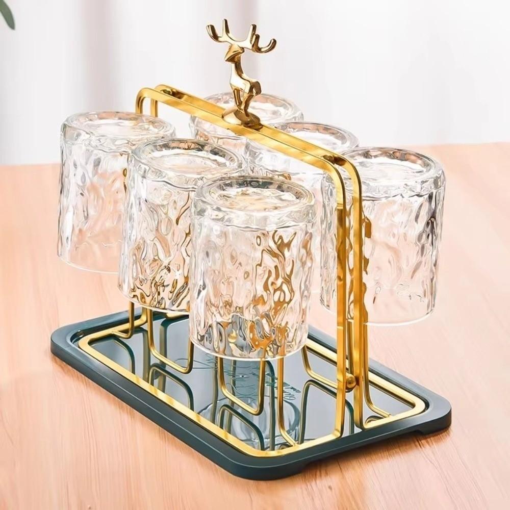 New Hanging Upside Down Cup Storage Rack Iron Art Reindeer Decorative Cups Shelf Drain Cup Holder For Drying Cups