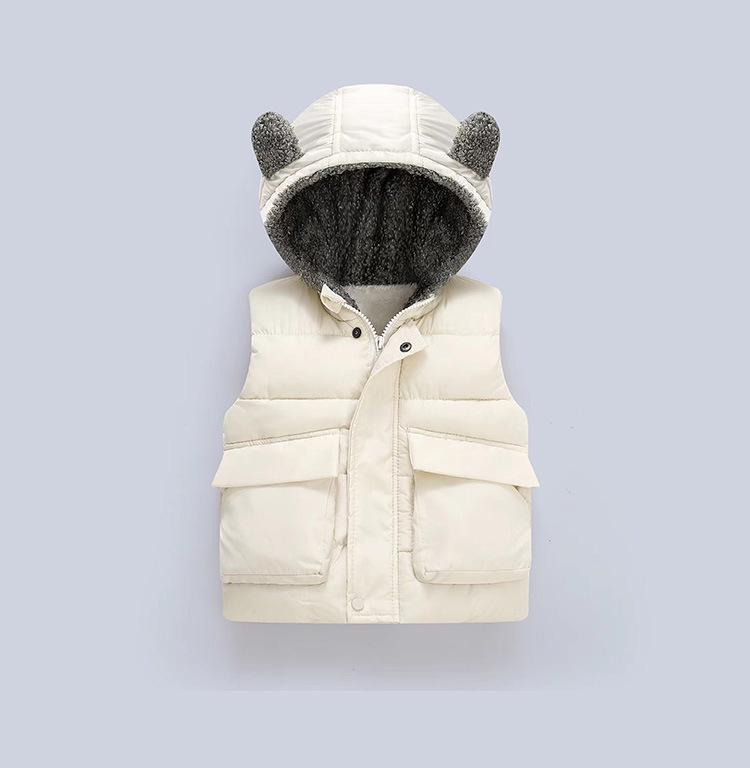Children's Fleece-Lined Warm Vest with Cute Hat