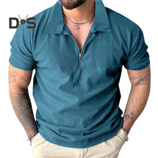 Pánské tričko s krátkým rukávem a zipem, jednobarevné, volné, s krátkým rukávem, pro golf, streetwear, pláž, cestování