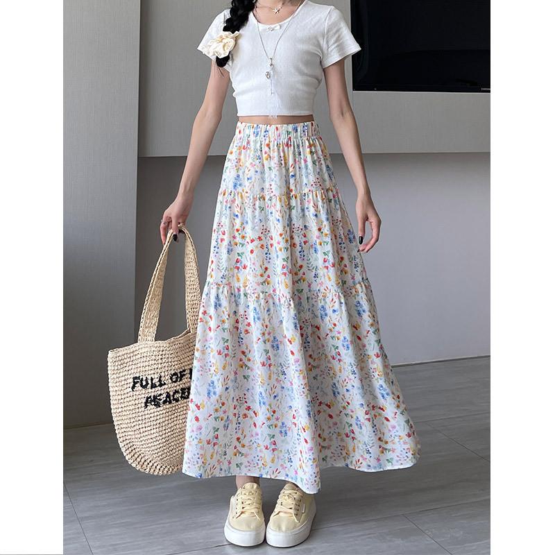 Floral Print Midi Skirt For Women With High Waist Aline Design For Casual And Office Wear