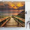 Summer Tropical Beach Scenery Shower Curtain with Hooks Seaside Island Palm Trees Blue Sea Bath Curtain Bathroom Bathtub Decor