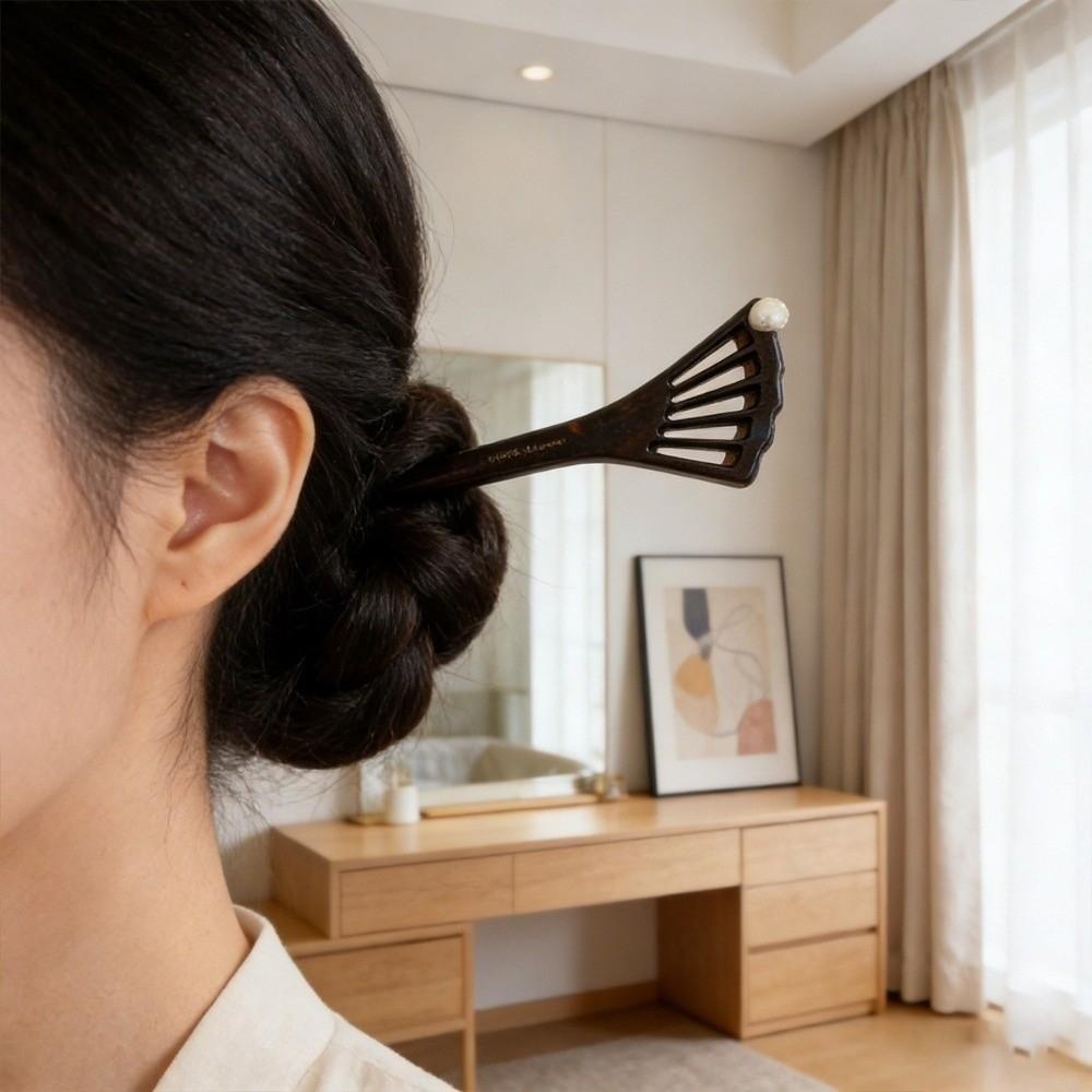 Modern Hanfu Style Acetate Hair Forks Headwear Fan-Shaped Hair Pin Acetic Acid Hair Stick  Girls