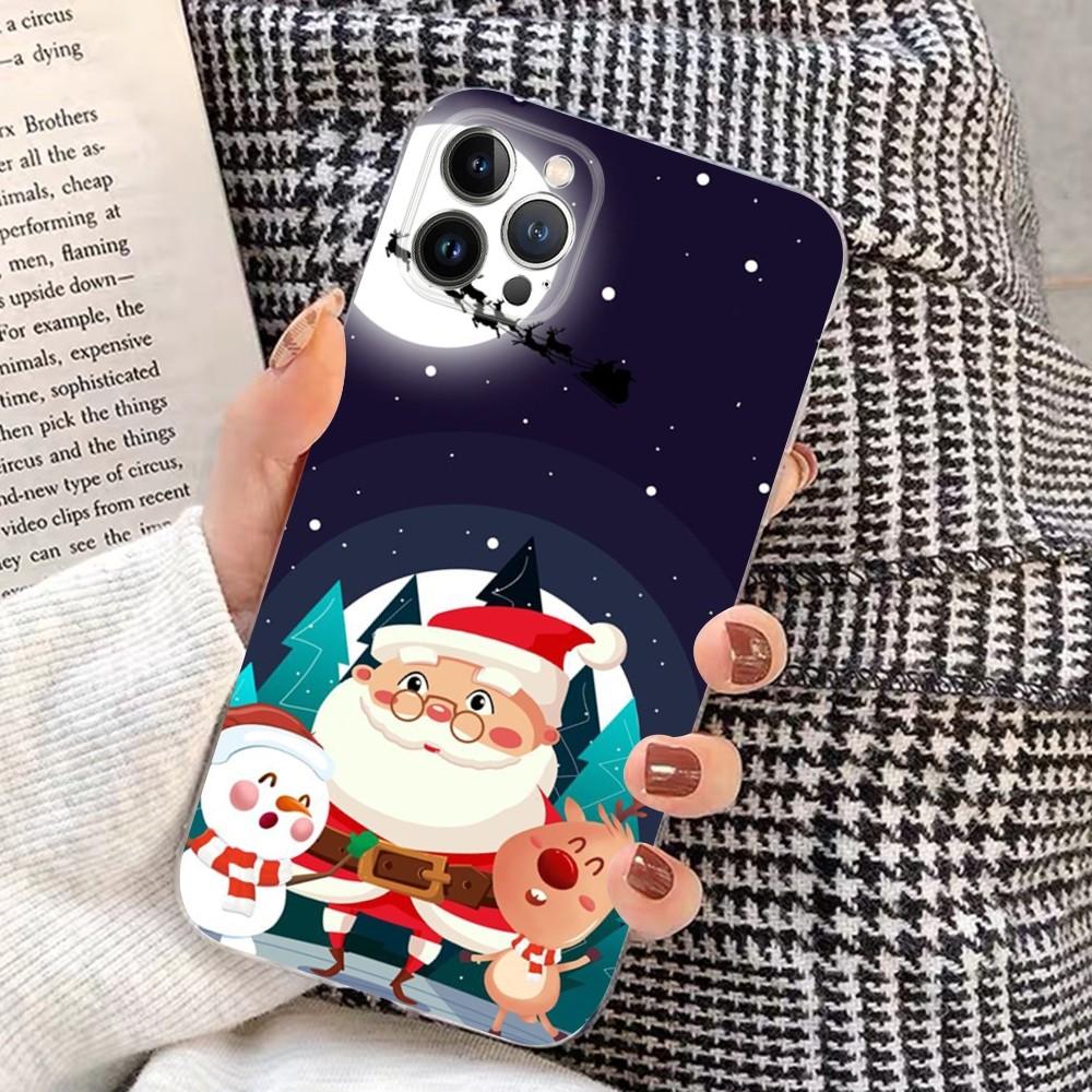 Christmas Cartoon New Year Phone Case For iPhone 15 14 11 12 13 Mini Pro XS Max Cover 6 7 8 Plus X XR SE 2020 Funda Shell