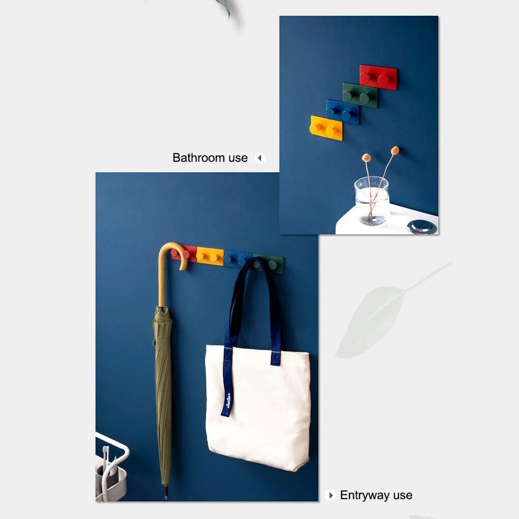 4 ks/sada Věšák Hák Nástěnný Samolepicí Držák na Klíče Kabát Obývací Pokoj Koupelna Háčky Závěsný Plastový Organizér