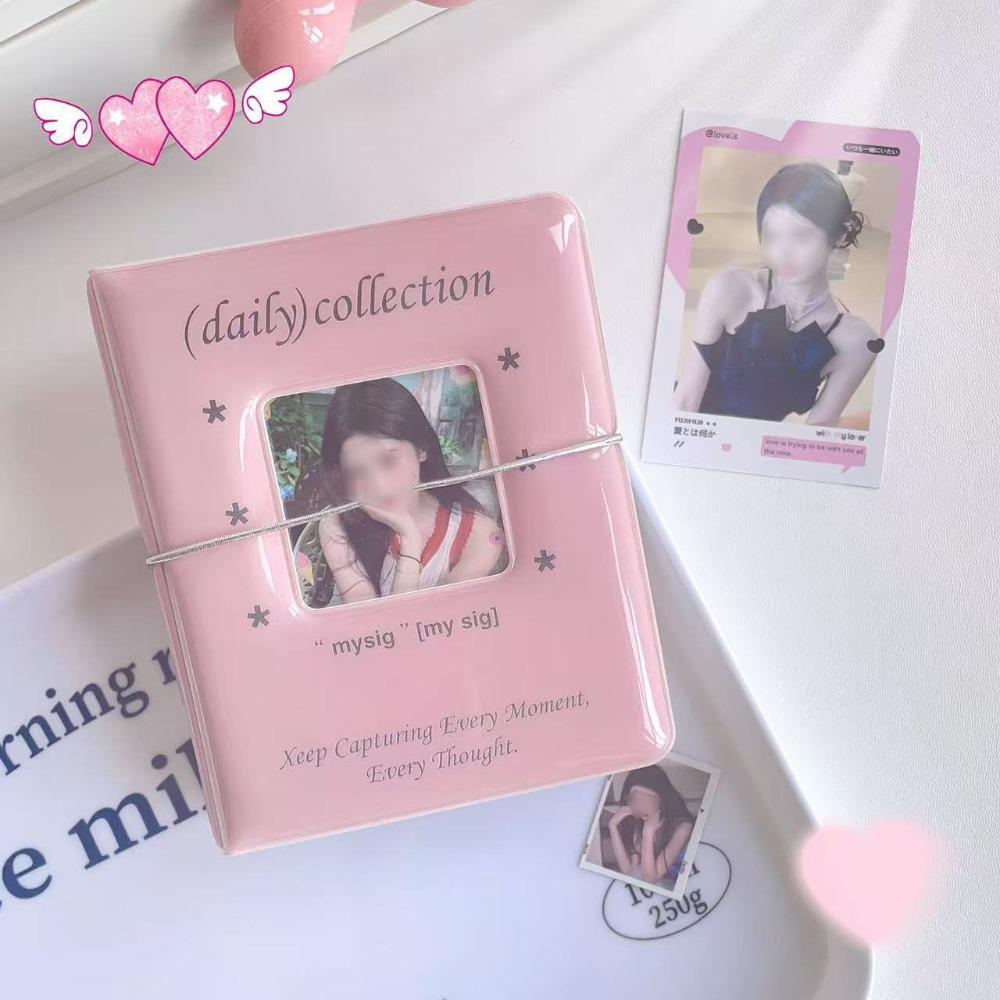 Cute 3 inch Mini Kpop Album Binder Square Hollow Out Name Card Book Card Sleeve