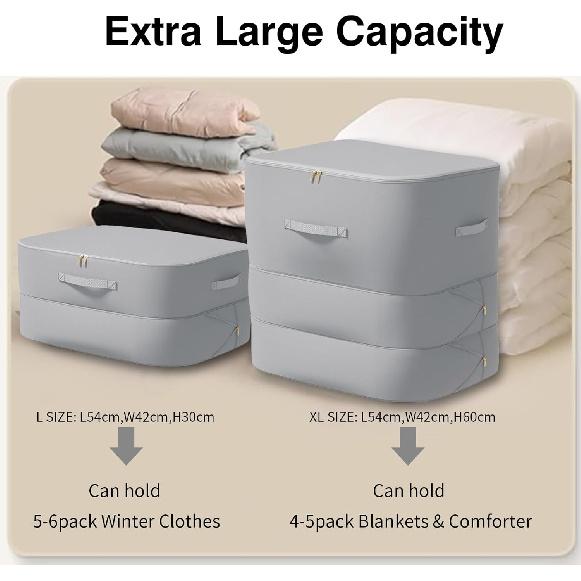 2Pack Compression Storage Bags for Bedding, Ultra Space Saving Self Compression Organizers, Space Saver Bags, Compression Packing Cube Moving Bags