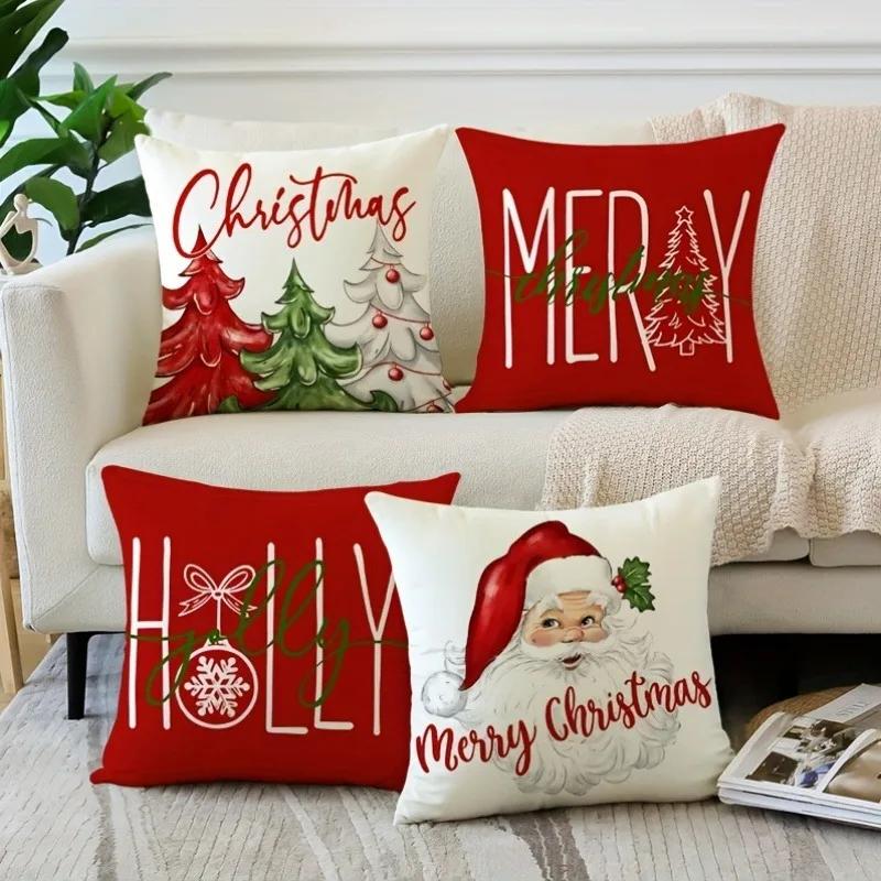 Christmas decoration Pillowcase Merry Christmas New Year Gift Santa Claus Christmas Tree Pillow Cover Home Sofa Cushion Cover