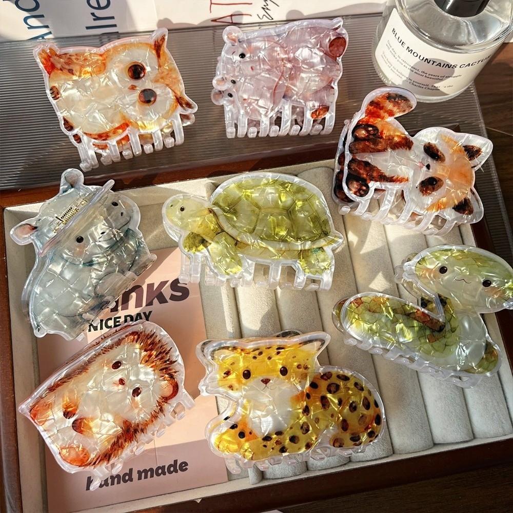 Creative Korean Style Cartoon Hair Claw Snake Acrylic Animal Hair Clip Dog Headdress Geometry Shark Clip Girls