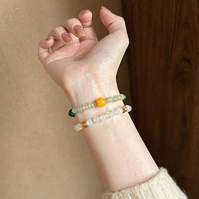 Natürlicher Hetian Jade Malachit Perlenarmband leichter Luxus hoher Sinn Mode Temperament Armband neuer Schmuck Frauen