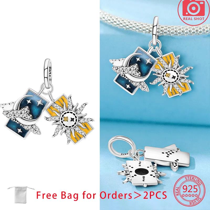 Sun Moon Star Astronaut Charms Beads Copper Zircon Pendant Fit Diy Original Bracelet Necklace Fine Jewelry Birthday Gift