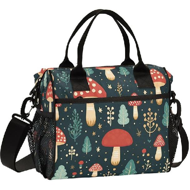 Green Butterflies Large Insulated Lunch Bag for Office Work School Picnic Reusable Tote Bag, Medium, A05W23017