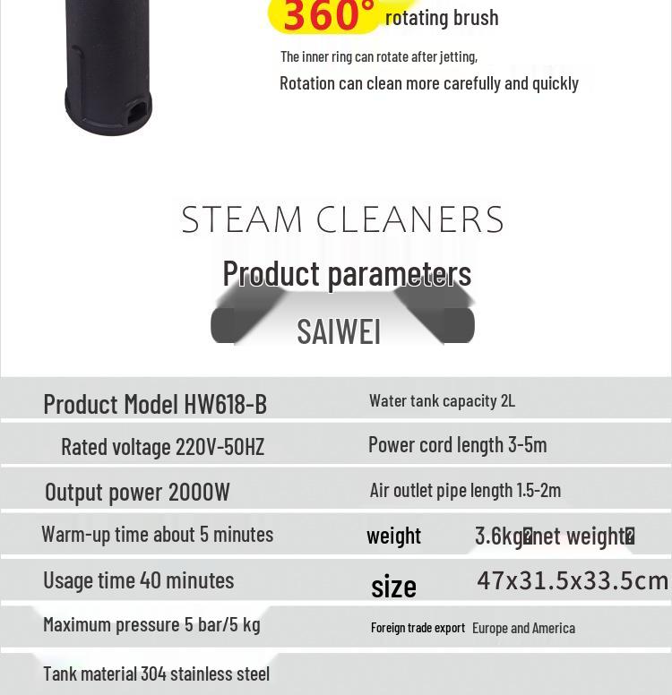 Customizable Steam Cleaner for Home Sterilization, Car Film Application, Formaldehyde Removal, and Oil Fume Cleaning