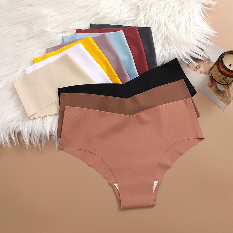 2Pcs/Set Plus Size Underwear Women's Panties Ice Silk Ladies Seamless Underpants Girls Briefs Breathable Sexy Lingerie Female