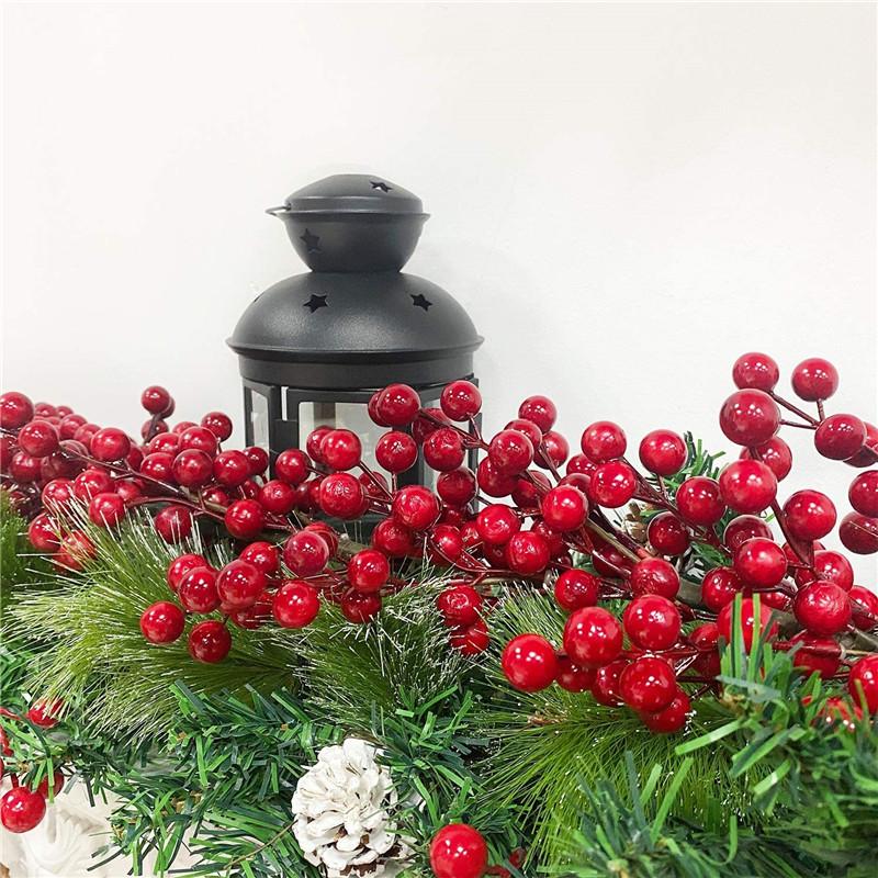 Christmas Red Berry String Artificial Burgundy Berry for Indoor Christmas Tree Decorations Crafts Wedding Xmas New Year Decor