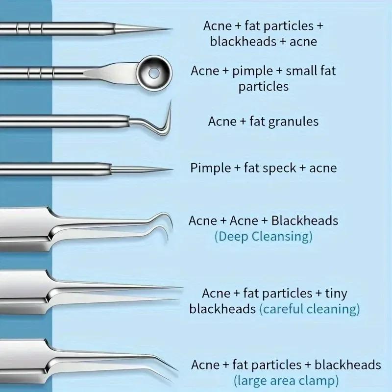 8PCS Acne Needle Cell Clip Blackhead Removal Tool Stainless Steel Acne Beauty Acne Needle Extraction