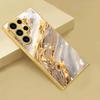 Golden White Ripple Pattern Glass Phone Case Suitable for Samsung Galaxy S26 S25 S24 S23 S22 S21 S20 FE/Ultra/Plus Anti Drop