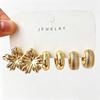 European and American new high-end personality exaggerated CCB stud earrings women's creative retro circle earrings set pair