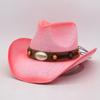Western Cowboy Straw Hat Big Eaves Hat Sunscreen Shade Beach Hat Hard Straw Hat