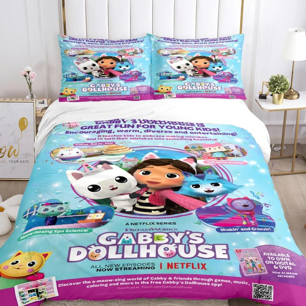 Comforter Gabby'S Dollhouse Bedding Set 3D Printed Suitable For Bedroom Kids Home Textile