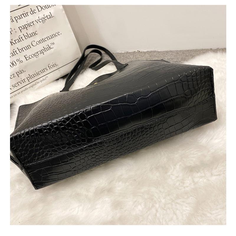 Western Style Crocodile Pattern Large Bag, Large Capacity Women's Bag, Shoulder Bag