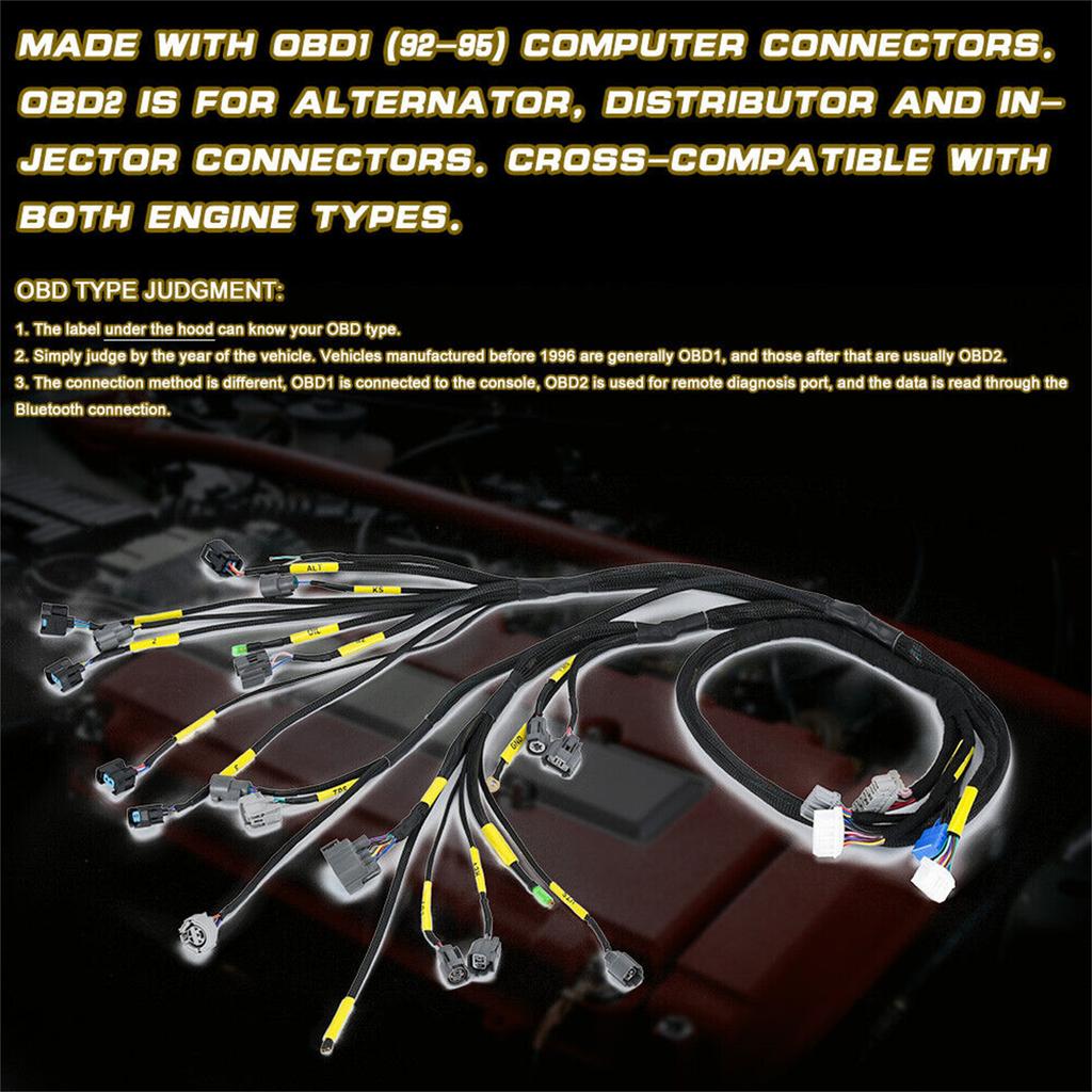 Tucked Engine Harness Compatible-For 92-00 Civic-Integra B16 B18 D16 AP03 CNCHOBD21 EK EG EM Engine Motor Wiring Harness