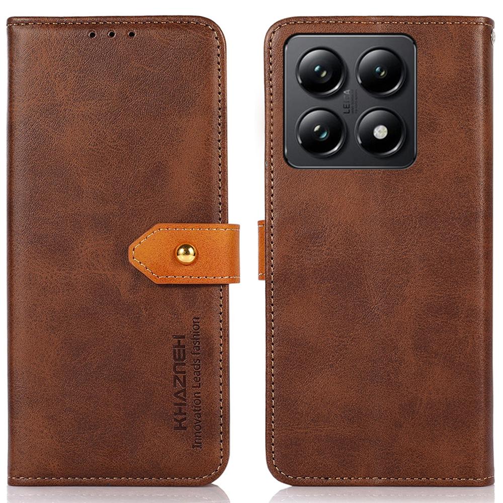 

KHAZNEH For Xiaomi 14T Wallet Phone Case Stand Leather Flip Cover Brown
